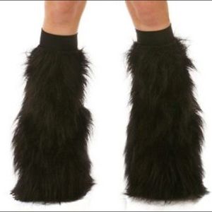 Black Furry Legwarmers Boot Covers